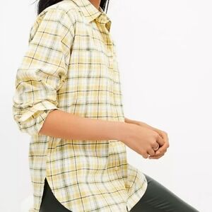 LOFT size large relaxed yellow plaid button shirt - BRAND NEW